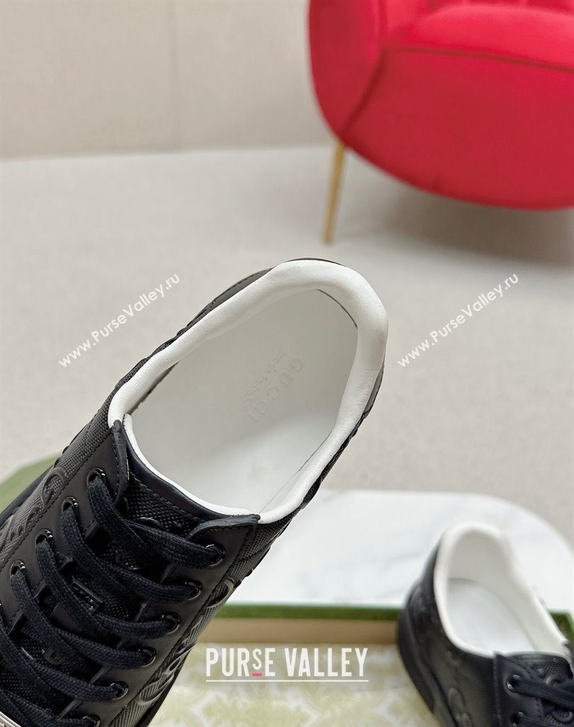 Gucci Ace Sneakers in Perforated Leather with Interlocking G Black 2024 GG101408 (MD-241014087)