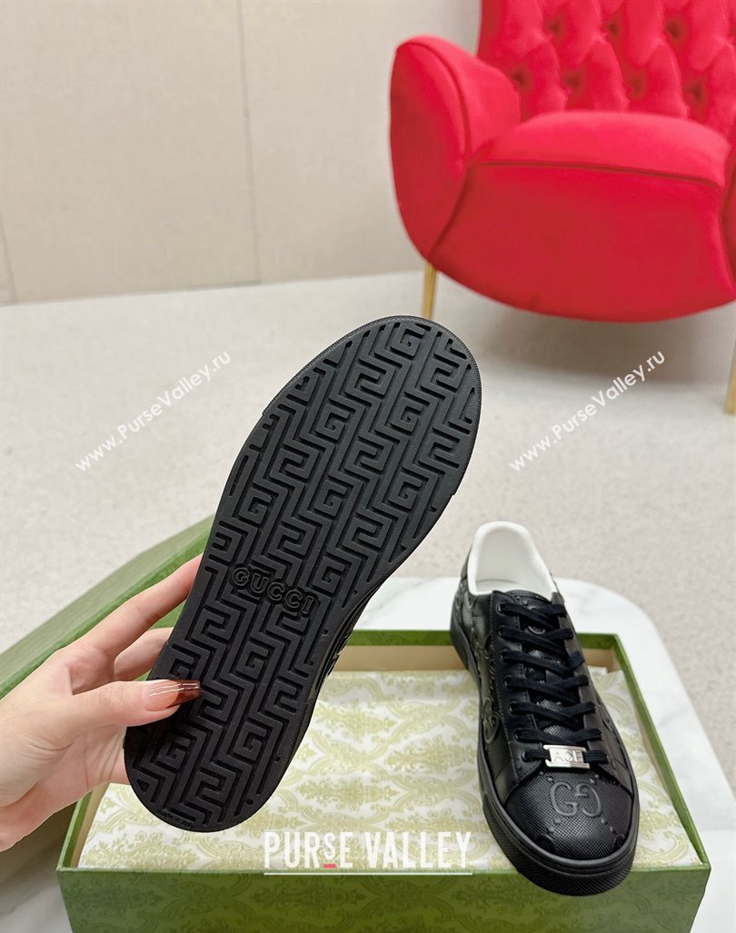 Gucci Ace Sneakers in Perforated Leather with Interlocking G Black 2024 GG101408 (MD-241014087)