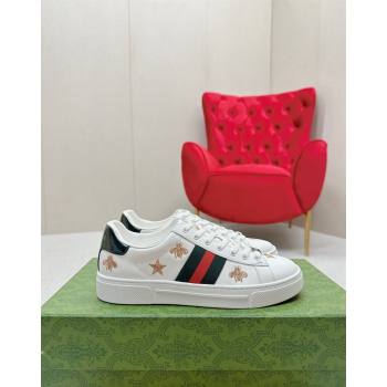 Gucci Ace Leather Sneakers with Bee and Star White 2024 GG101408 (MD-241014088)