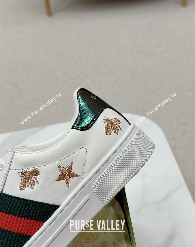 Gucci Ace Leather Sneakers with Bee and Star White 2024 GG101408 (MD-241014088)