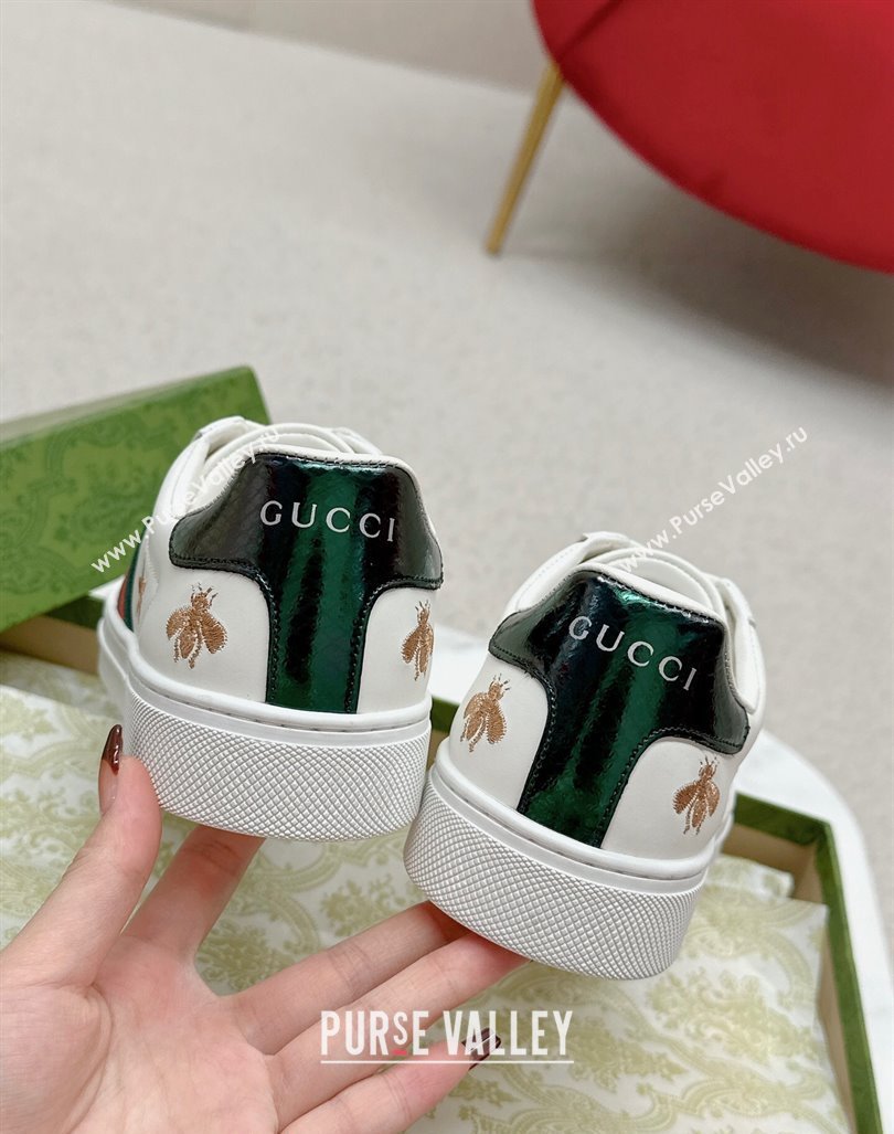 Gucci Ace Leather Sneakers with Bee and Star White 2024 GG101408 (MD-241014088)