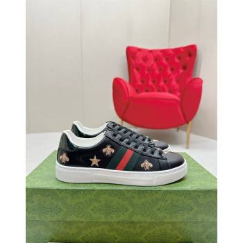 Gucci Ace Leather Sneakers with Bee and Star Black 2024 GG101408 (MD-241014089)