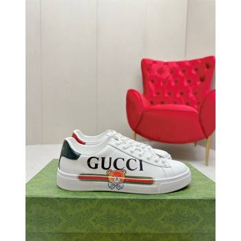 Gucci Ace Leather Sneakers with Bear Print White 2024 GG101408 (MD-241014091)