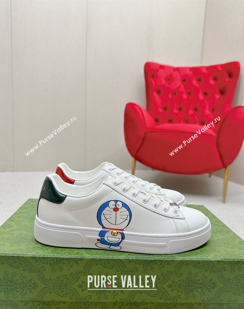 Gucci Ace Leather Sneakers with Doraemon Print White 2024 GG101408 (MD-241014092)