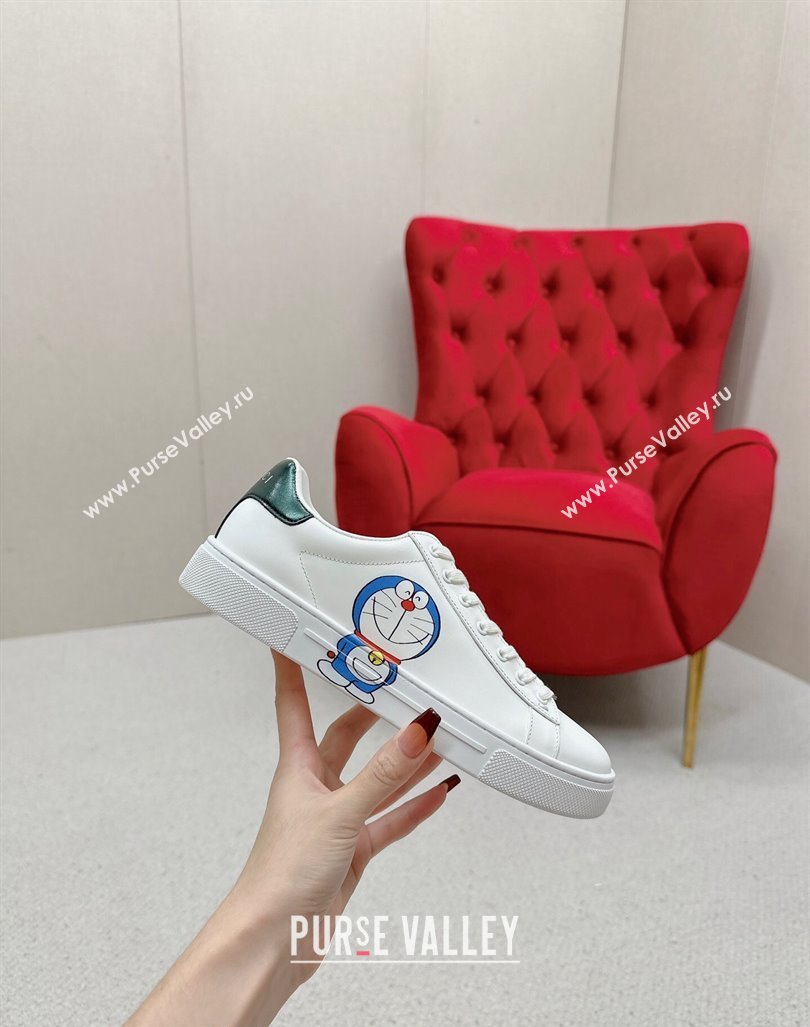 Gucci Ace Leather Sneakers with Doraemon Print White 2024 GG101408 (MD-241014092)