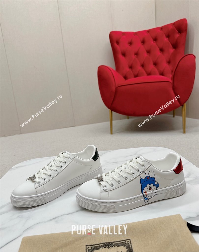 Gucci Ace Leather Sneakers with Doraemon Print White 2024 GG101408 (MD-241014092)