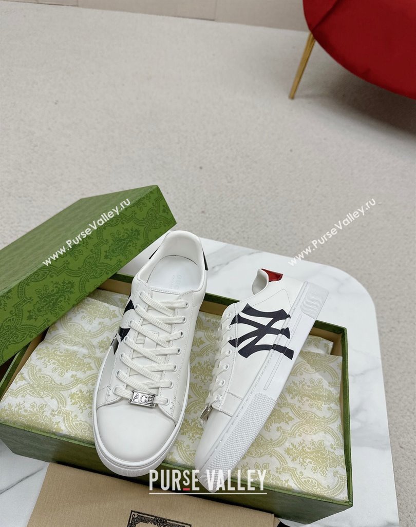 Gucci NY Ace Leather Sneakers White 2024 GG101408 (MD-241014093)