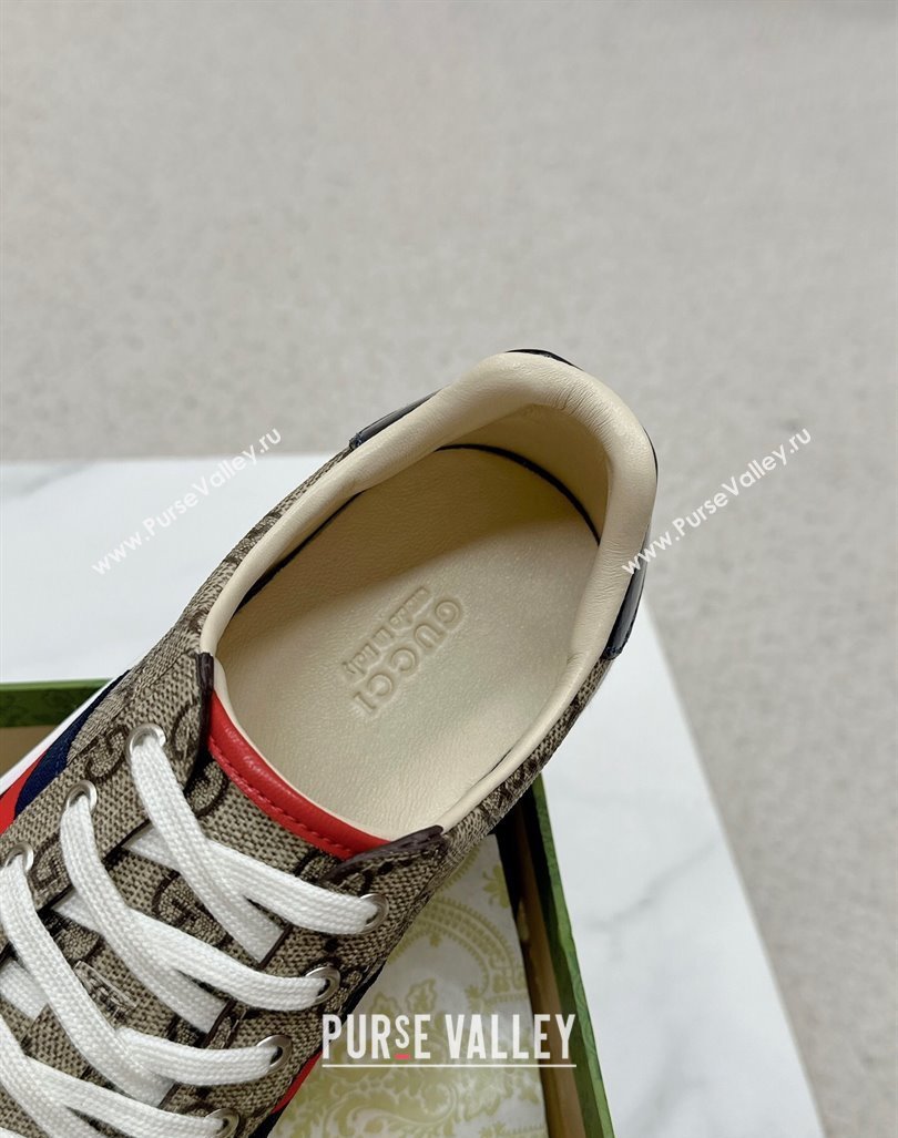 Gucci Ace GG Canvas Sneakers with Web Beige/Red/Blue 2024 GG101408 (MD-241014094)