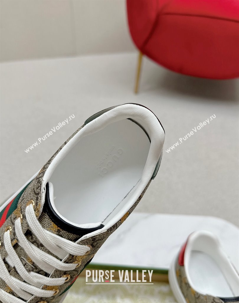 Gucci Ace GG Canvas Sneakers with Gold-Tone Bee Beige 2024 GG101408 (MD-241014096)