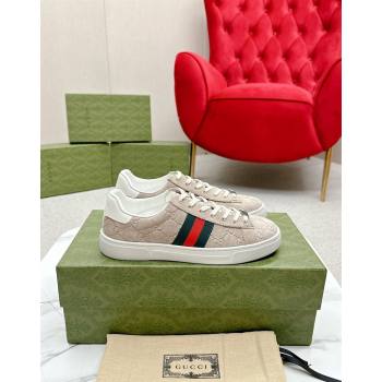 Gucci Ace GG Suede Sneakers Dusty Beige 2024 GG101408 (MD-241014097)