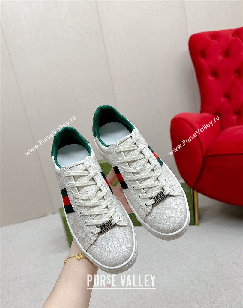 Gucci Ace GG Canvas Sneakers with Strass White 2024 GG101408 (MD-241014098)