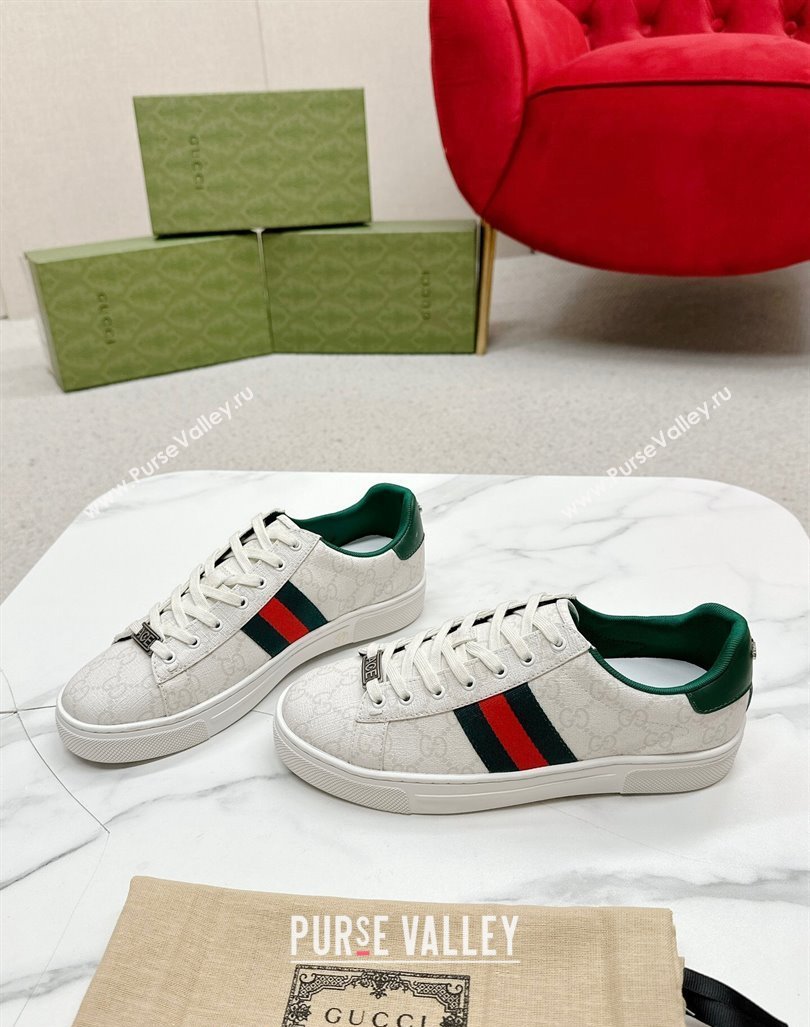 Gucci Ace GG Canvas Sneakers with Strass White 2024 GG101408 (MD-241014098)