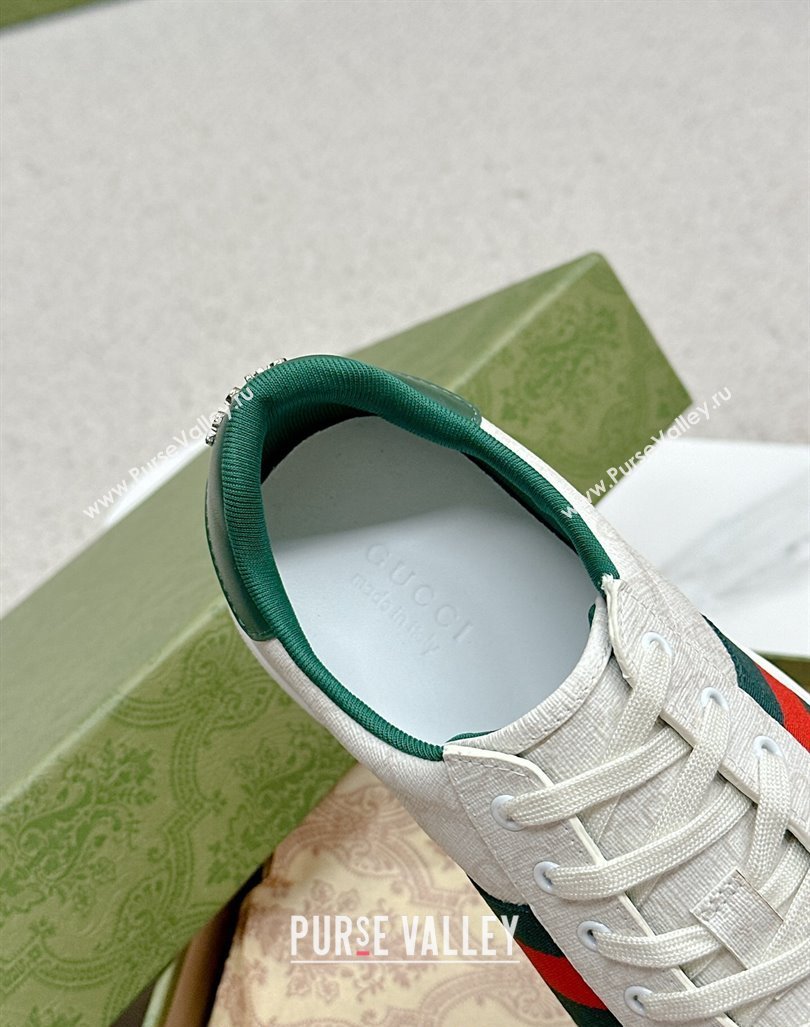 Gucci Ace GG Canvas Sneakers with Strass White 2024 GG101408 (MD-241014098)