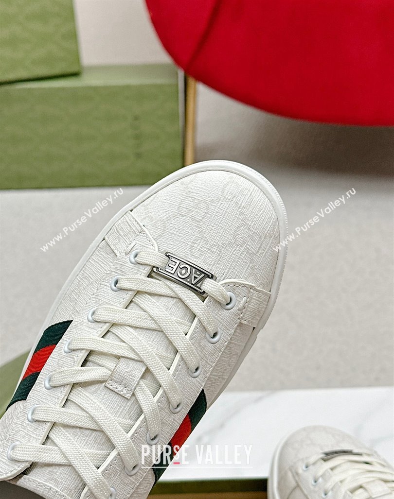 Gucci Ace GG Canvas Sneakers with Strass White 2024 GG101408 (MD-241014098)