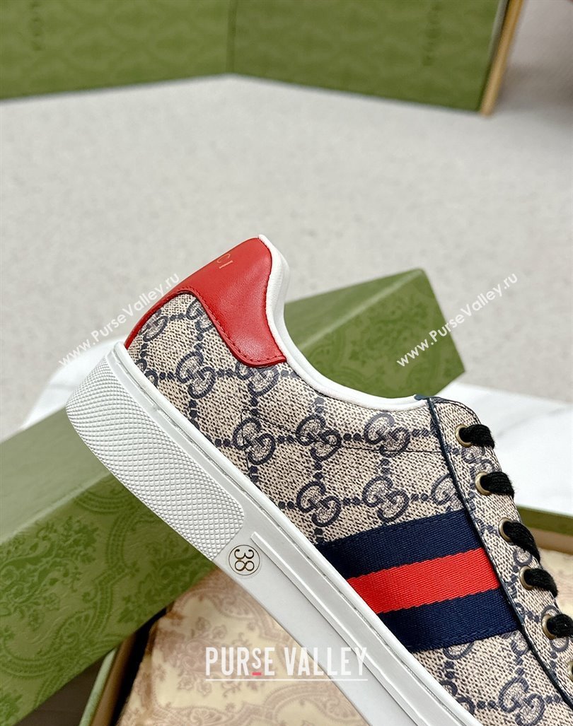 Gucci Ace GG Canvas Sneakers with Web Beige/Red 2024 GG101408 (MD-241014099)