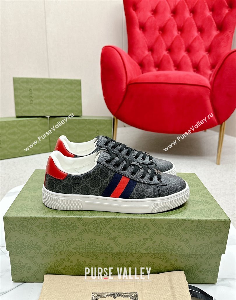 Gucci Ace GG Canvas Sneakers with Web Black/Red 2024 GG101408 (MD-241014100)