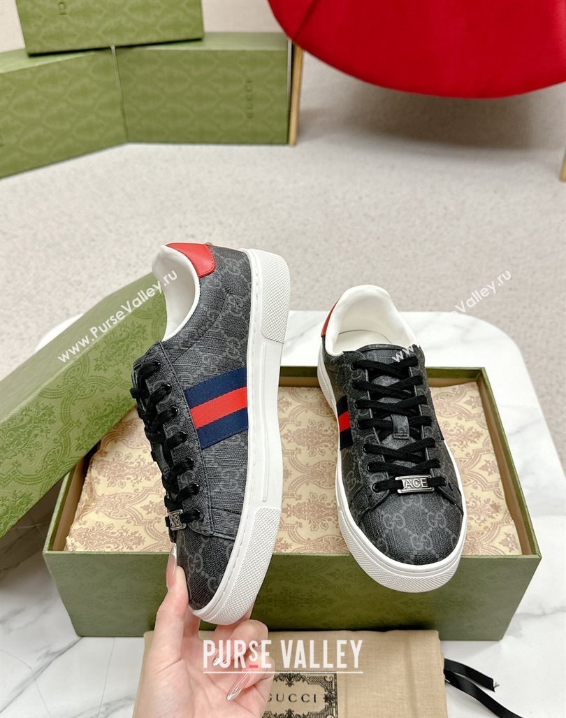 Gucci Ace GG Canvas Sneakers with Web Black/Red 2024 GG101408 (MD-241014100)