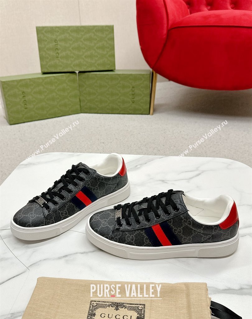 Gucci Ace GG Canvas Sneakers with Web Black/Red 2024 GG101408 (MD-241014100)