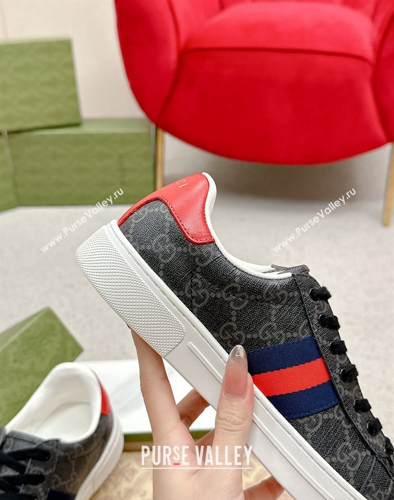 Gucci Ace GG Canvas Sneakers with Web Black/Red 2024 GG101408 (MD-241014100)