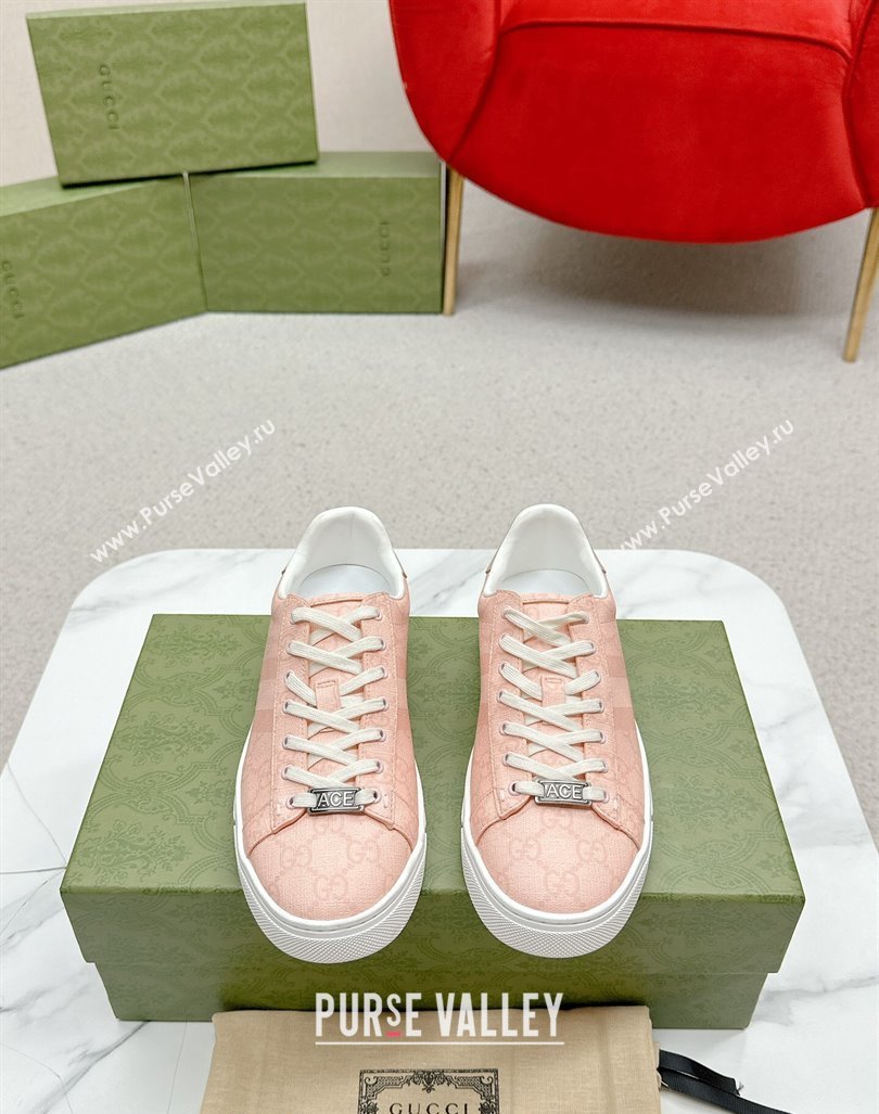 Gucci Womens Ace GG Canvas Sneakers Dusty Pink 2024 GG101408 (MD-241014101)