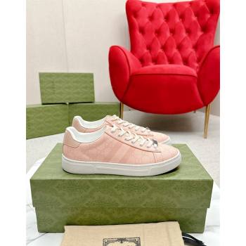 Gucci Womens Ace GG Canvas Sneakers Dusty Pink 2024 GG101408 (MD-241014101)