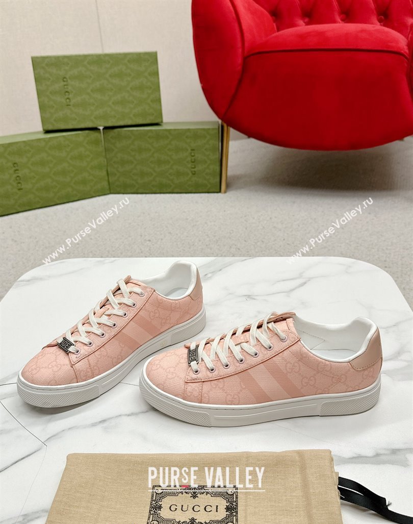 Gucci Womens Ace GG Canvas Sneakers Dusty Pink 2024 GG101408 (MD-241014101)