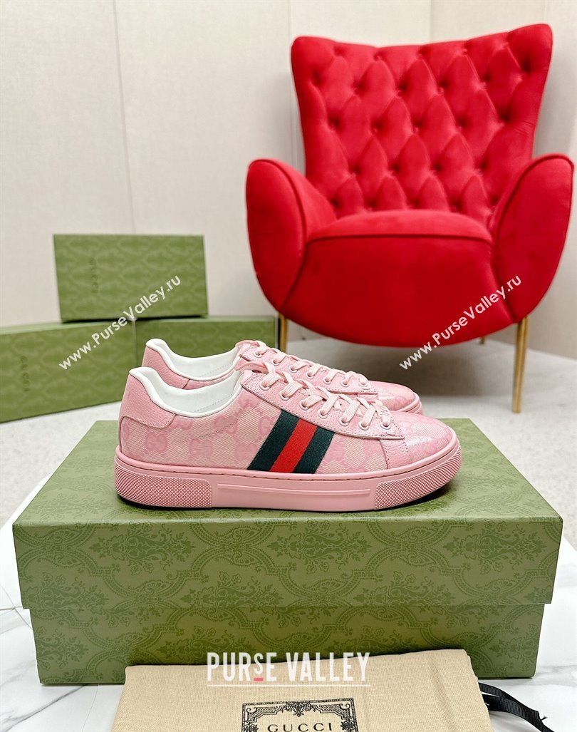 Gucci Womens Ace GG Crystal Canvas Sneakers Pink 2024 GG101408 (MD-241014102)