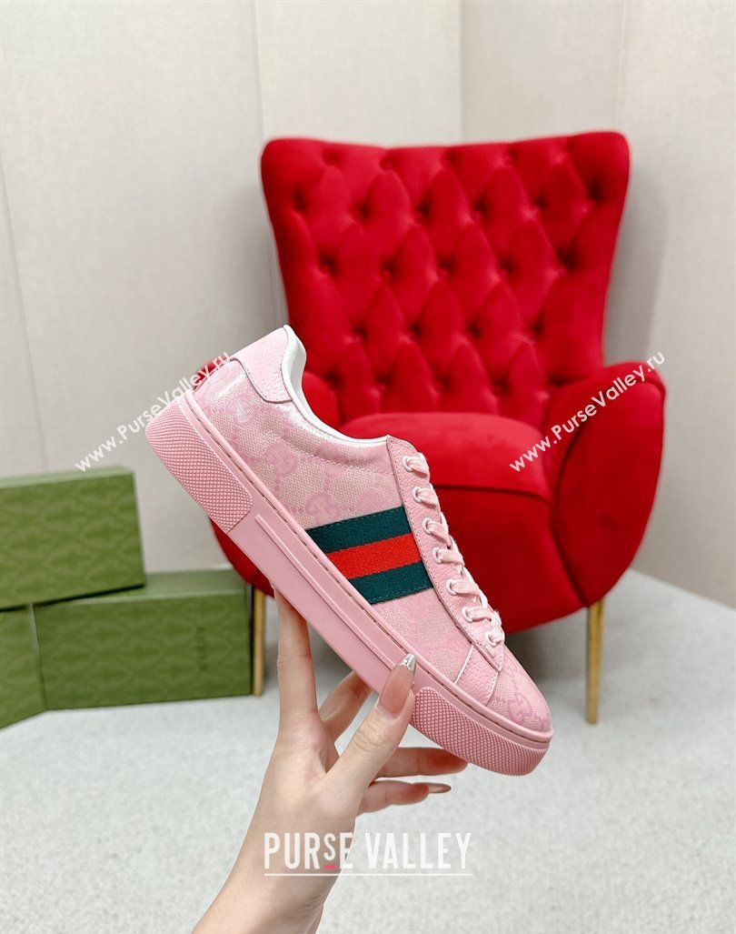 Gucci Womens Ace GG Crystal Canvas Sneakers Pink 2024 GG101408 (MD-241014102)