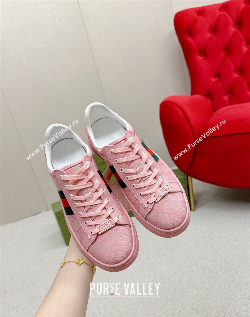 Gucci Womens Ace GG Crystal Canvas Sneakers Pink 2024 GG101408 (MD-241014102)