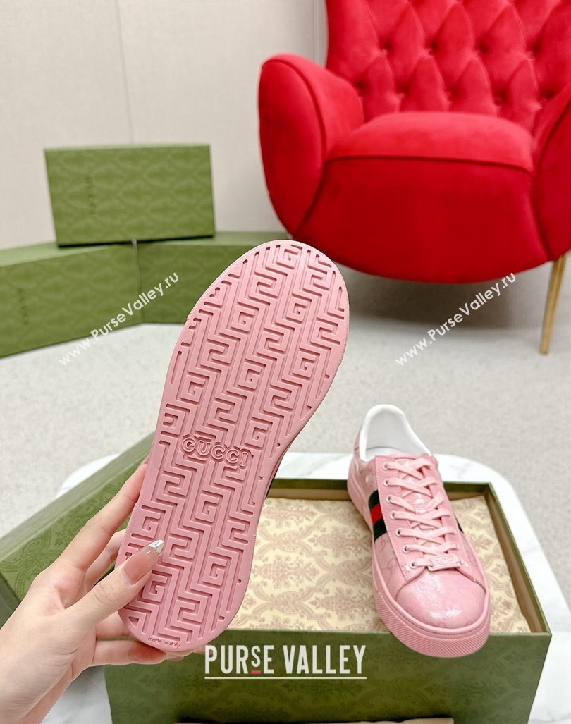 Gucci Womens Ace GG Crystal Canvas Sneakers Pink 2024 GG101408 (MD-241014102)