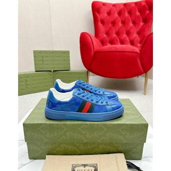 Gucci Womens Ace GG Crystal Canvas Sneakers Blue 2024 GG101408 (MD-241014103)