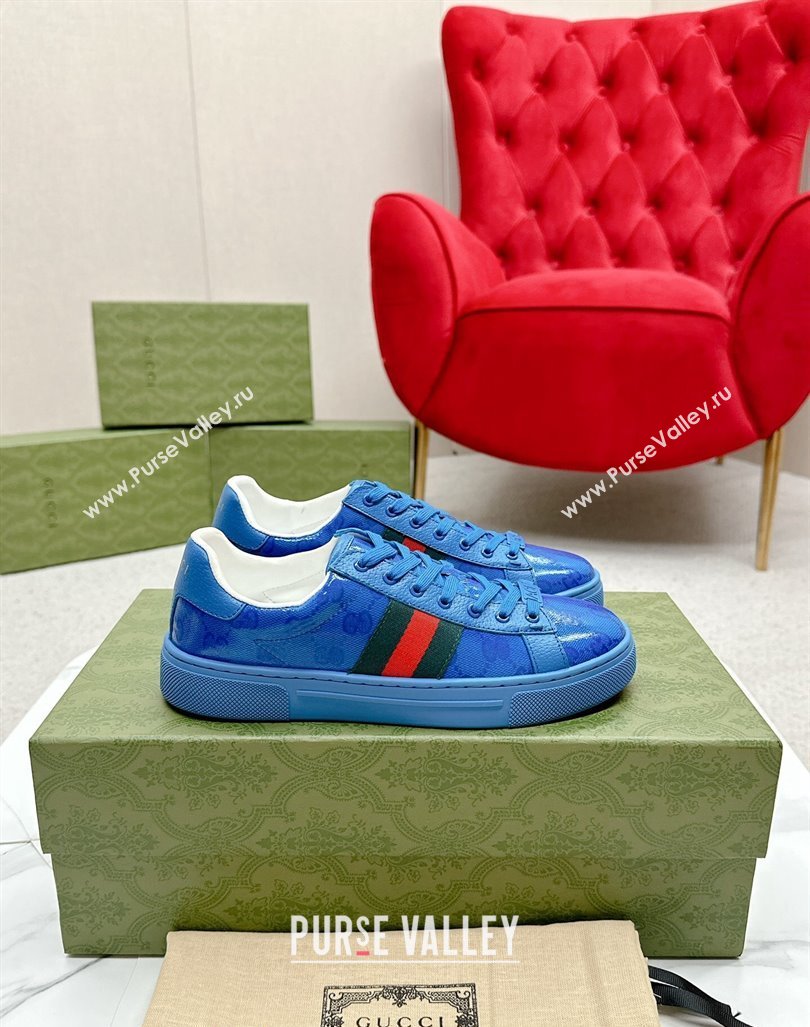 Gucci Womens Ace GG Crystal Canvas Sneakers Blue 2024 GG101408 (MD-241014103)