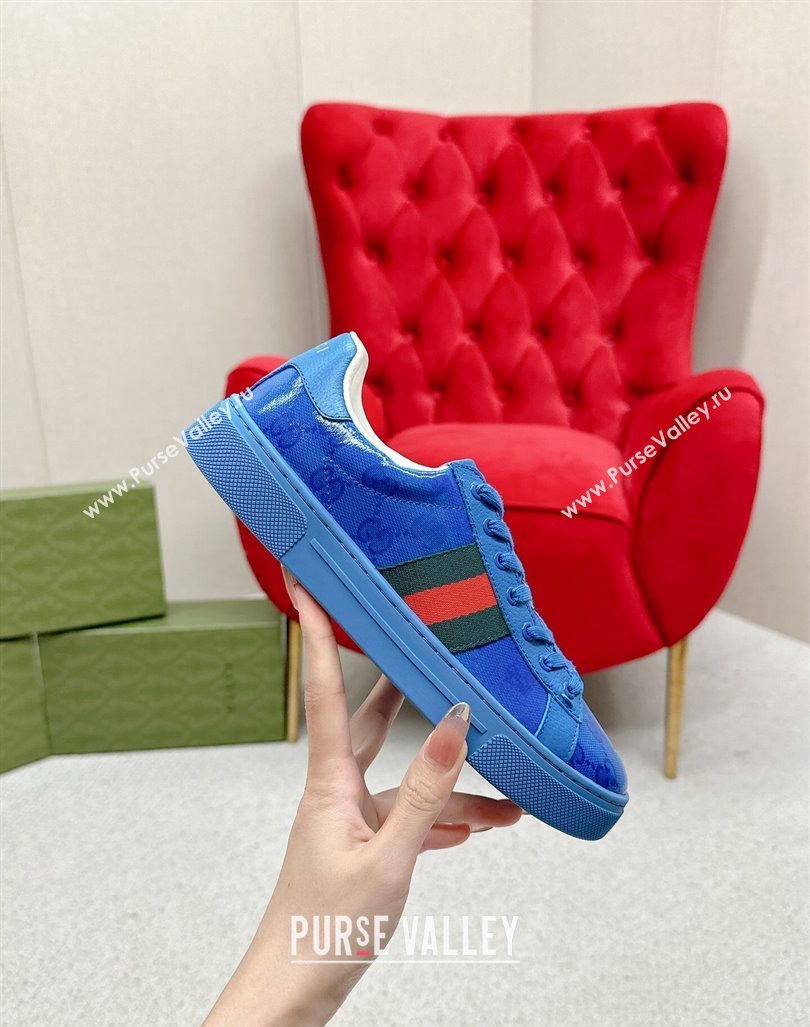 Gucci Womens Ace GG Crystal Canvas Sneakers Blue 2024 GG101408 (MD-241014103)