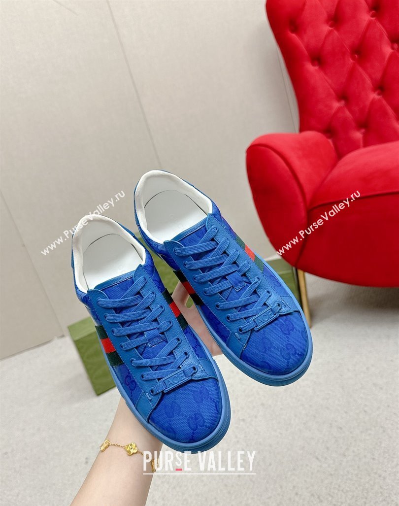 Gucci Womens Ace GG Crystal Canvas Sneakers Blue 2024 GG101408 (MD-241014103)