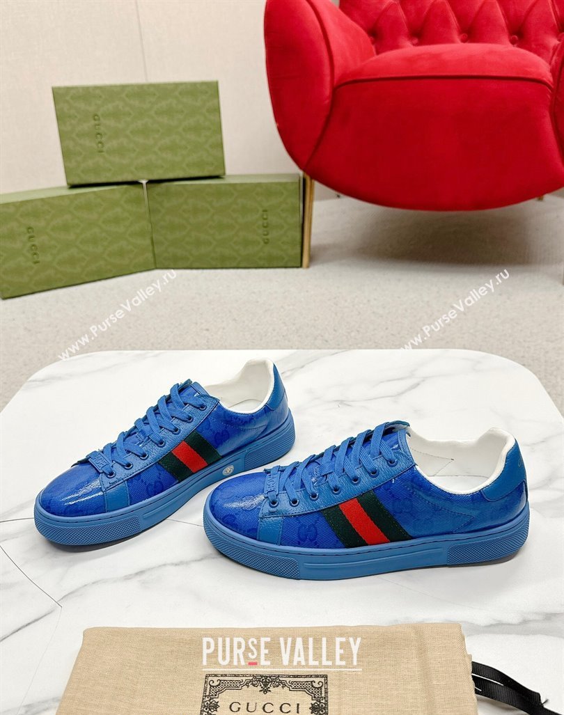 Gucci Womens Ace GG Crystal Canvas Sneakers Blue 2024 GG101408 (MD-241014103)