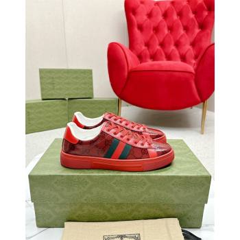 Gucci Womens Ace GG Crystal Canvas Sneakers Red 2024 GG101408 (MD-241014104)