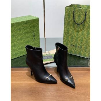 Gucci Leather Ankle Boots 10.5cm with Horsebit Black 2024 GG101404 (MD-241014057)