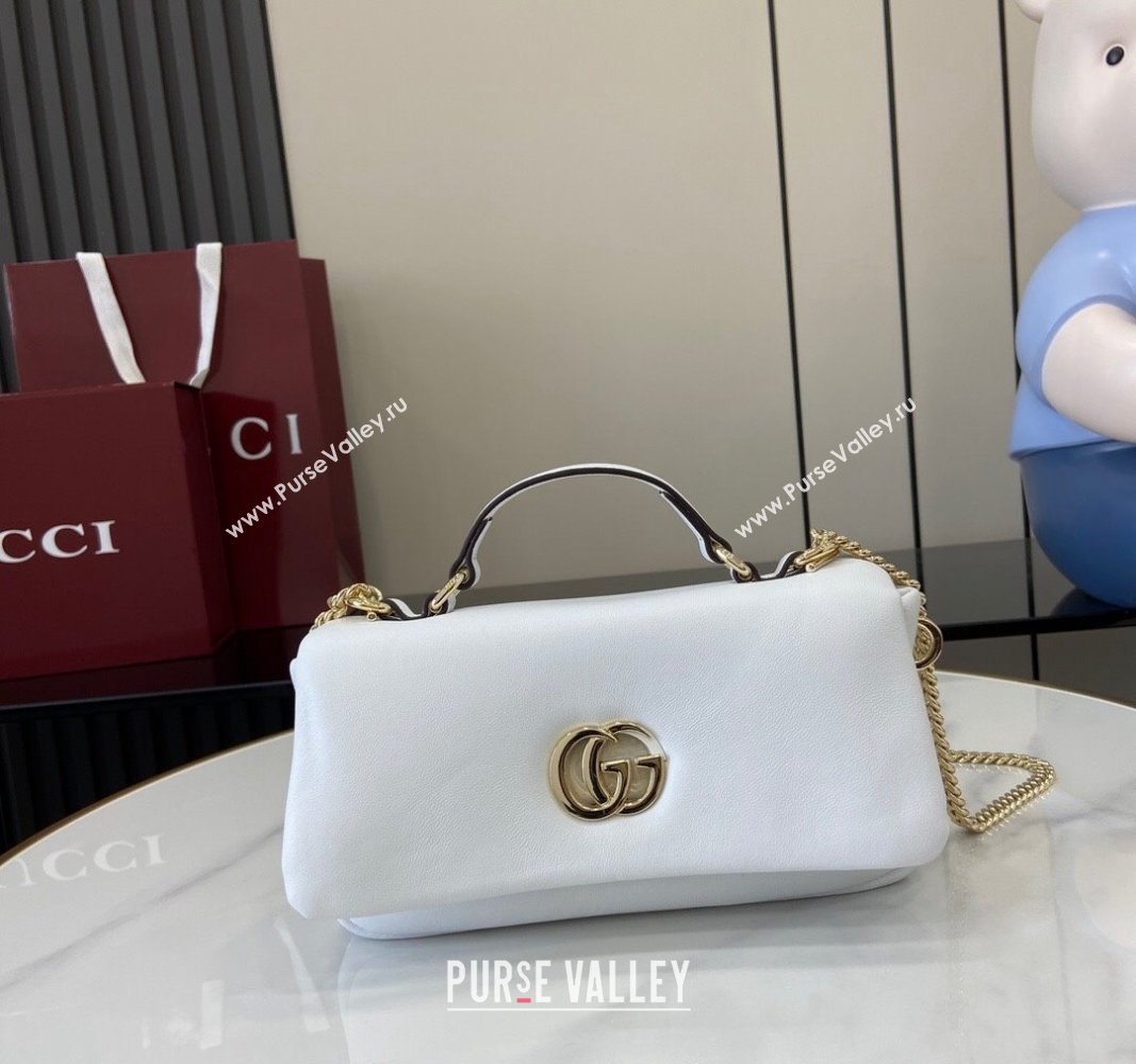 Gucci Puffy Calf Leather Milano Mini Top Handle bag White 2024 806017 (XLU-241102040)