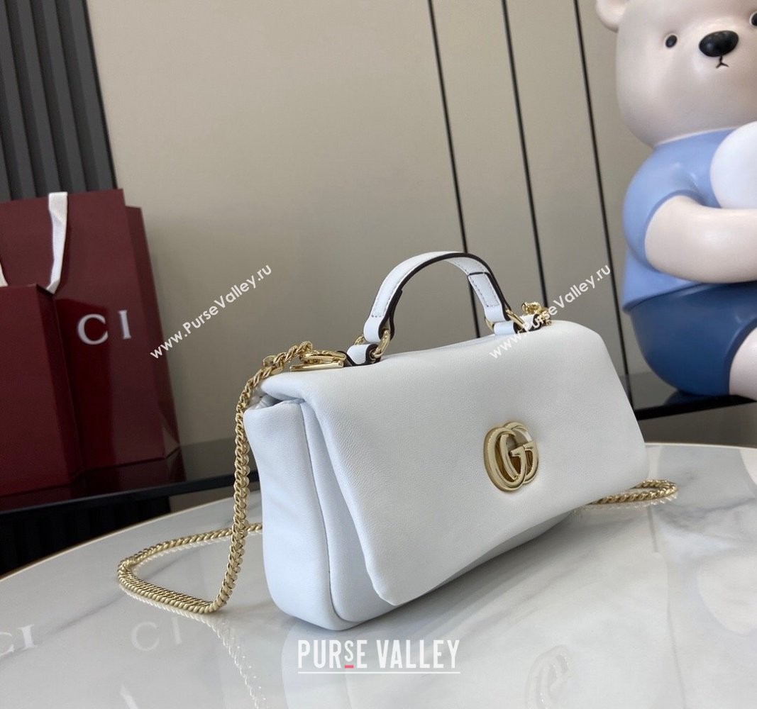 Gucci Puffy Calf Leather Milano Mini Top Handle bag White 2024 806017 (XLU-241102040)