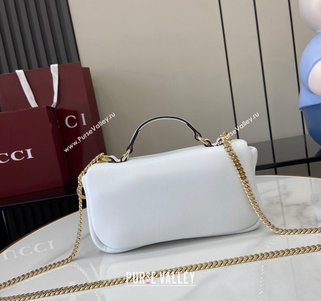 Gucci Puffy Calf Leather Milano Mini Top Handle bag White 2024 806017 (XLU-241102040)