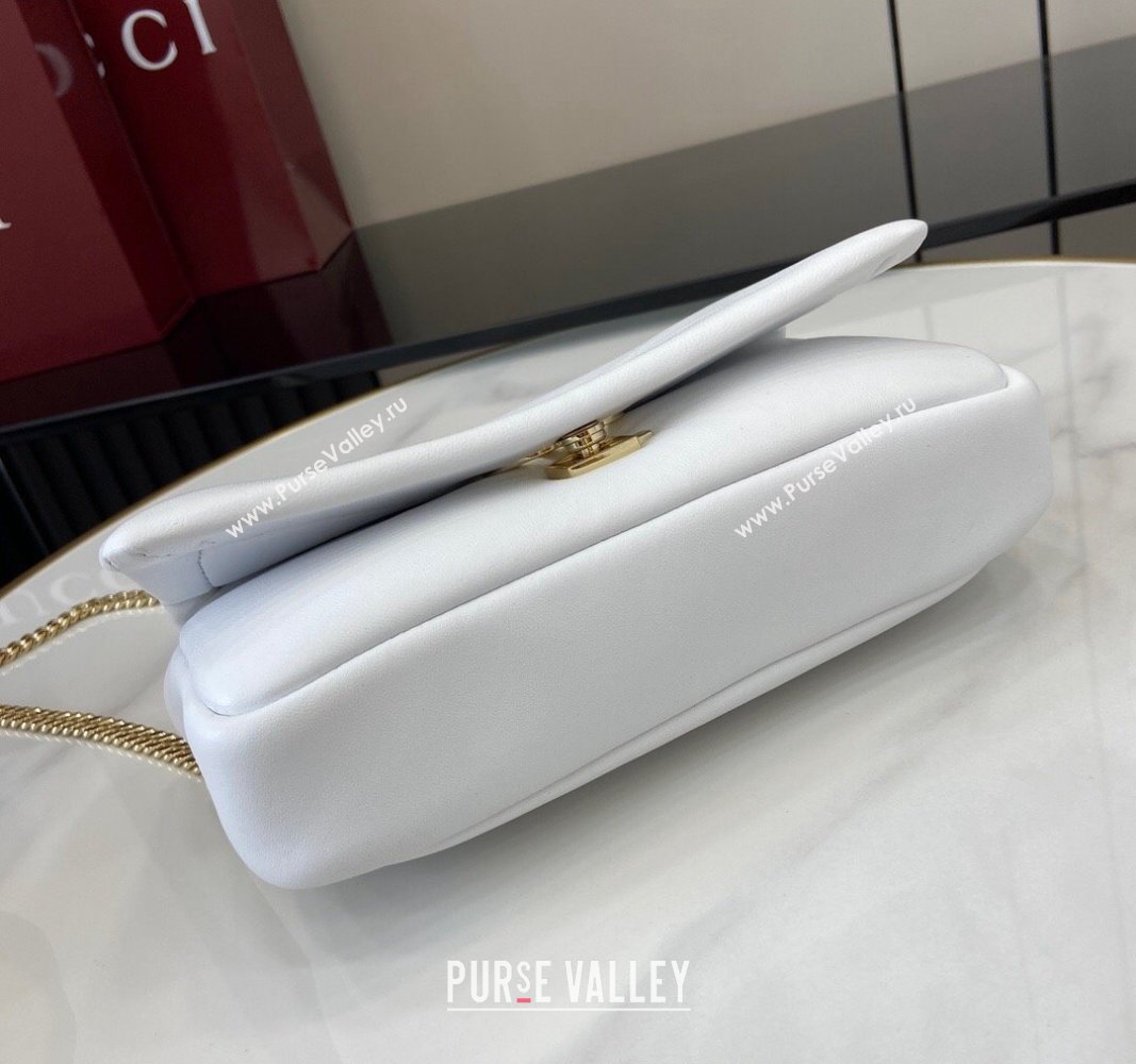 Gucci Puffy Calf Leather Milano Mini Top Handle bag White 2024 806017 (XLU-241102040)