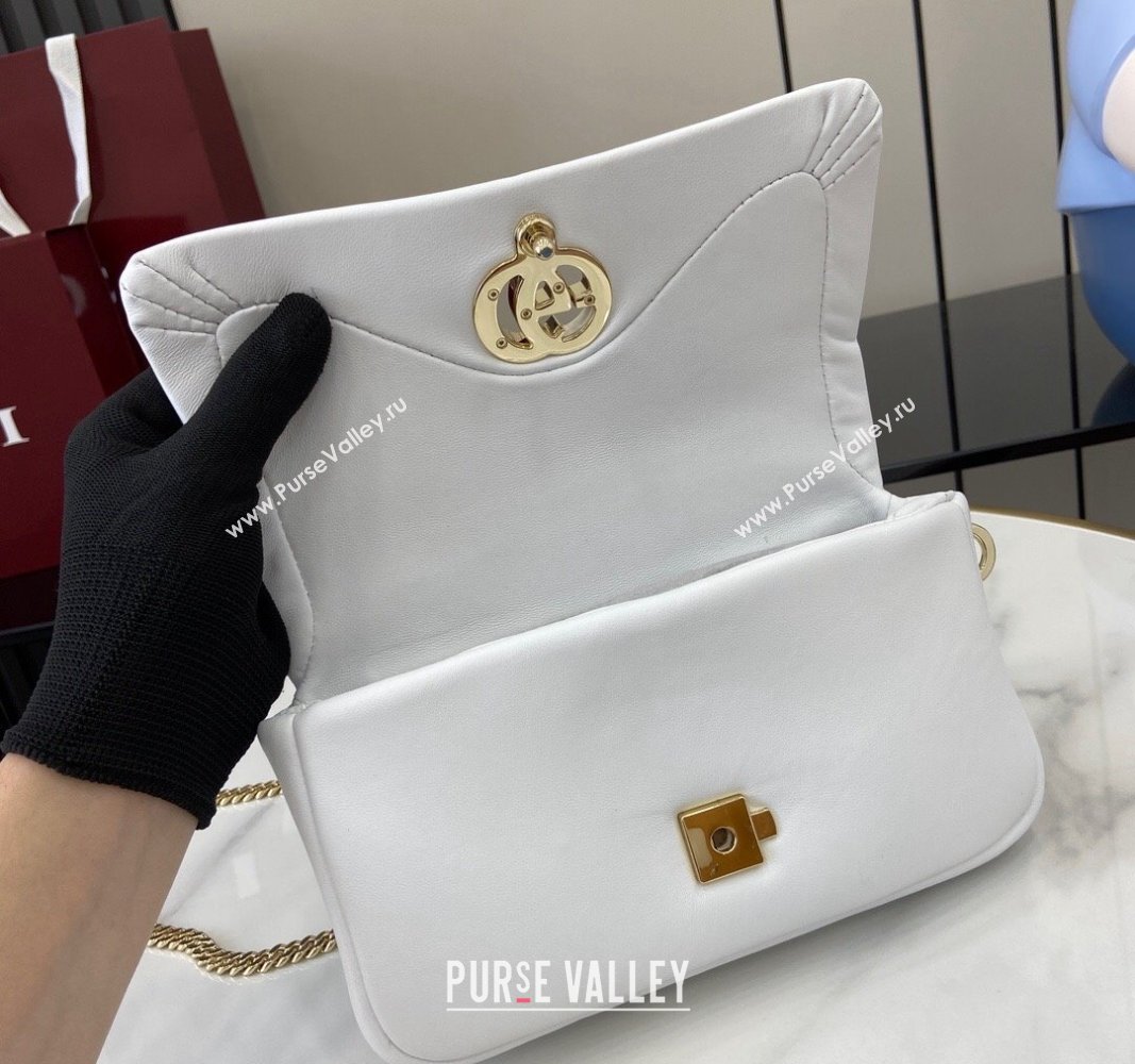 Gucci Puffy Calf Leather Milano Mini Top Handle bag White 2024 806017 (XLU-241102040)