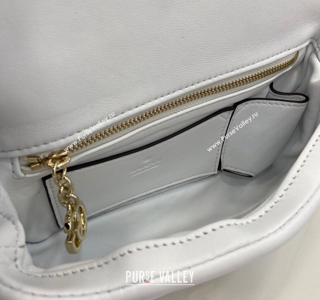 Gucci Puffy Calf Leather Milano Mini Top Handle bag White 2024 806017 (XLU-241102040)