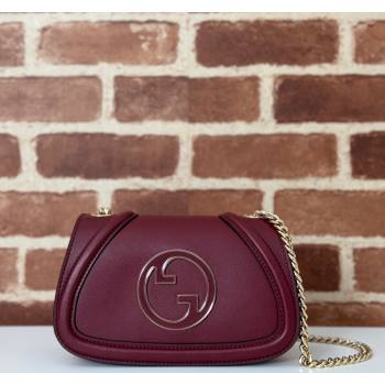 Gucci Blondie Leather Mini Shoulder Bag Dark Burgundy 2024 815711 (DLH-241102048)