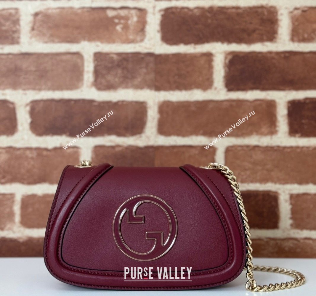 Gucci Blondie Leather Mini Shoulder Bag Dark Burgundy 2024 815711 (DLH-241102048)