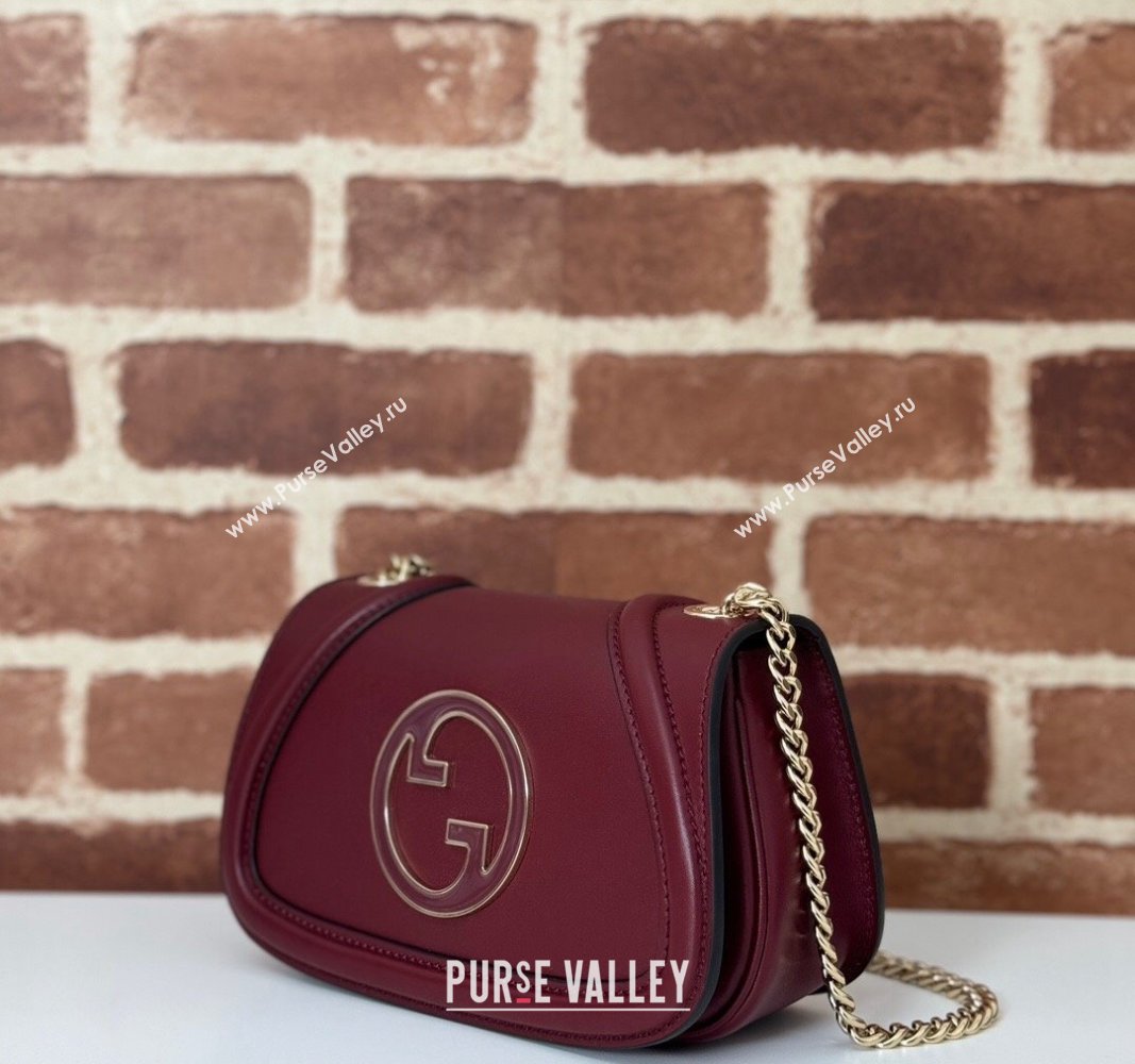 Gucci Blondie Leather Mini Shoulder Bag Dark Burgundy 2024 815711 (DLH-241102048)