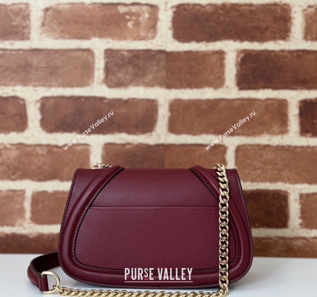 Gucci Blondie Leather Mini Shoulder Bag Dark Burgundy 2024 815711 (DLH-241102048)