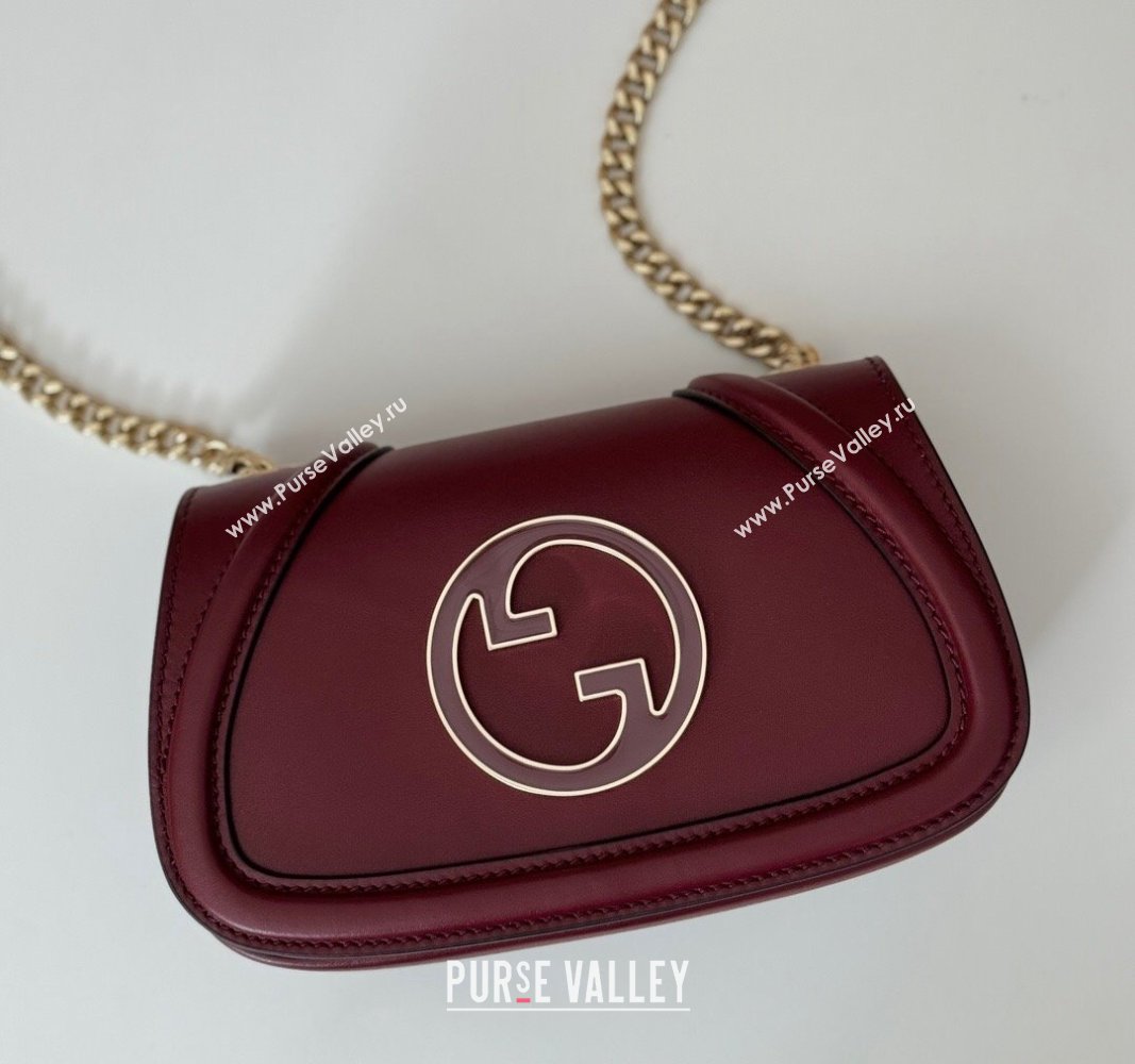 Gucci Blondie Leather Mini Shoulder Bag Dark Burgundy 2024 815711 (DLH-241102048)