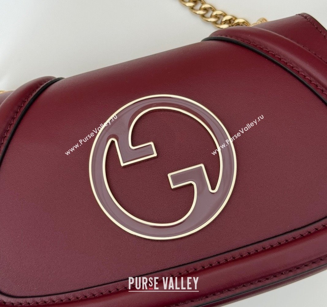 Gucci Blondie Leather Mini Shoulder Bag Dark Burgundy 2024 815711 (DLH-241102048)