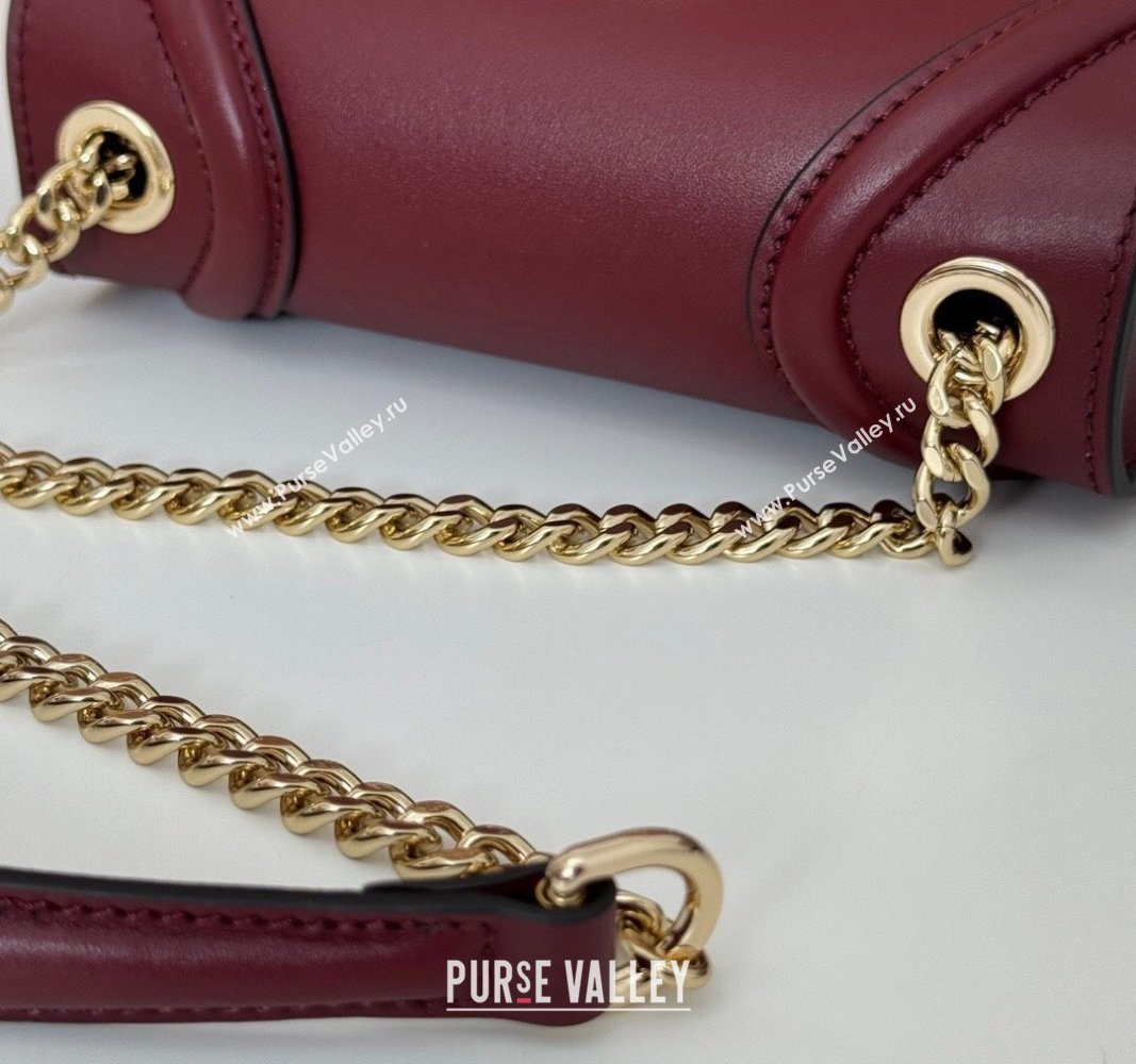 Gucci Blondie Leather Mini Shoulder Bag Dark Burgundy 2024 815711 (DLH-241102048)